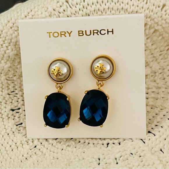 TORY BURCH Dangle Earrings Roxanne blue crystal